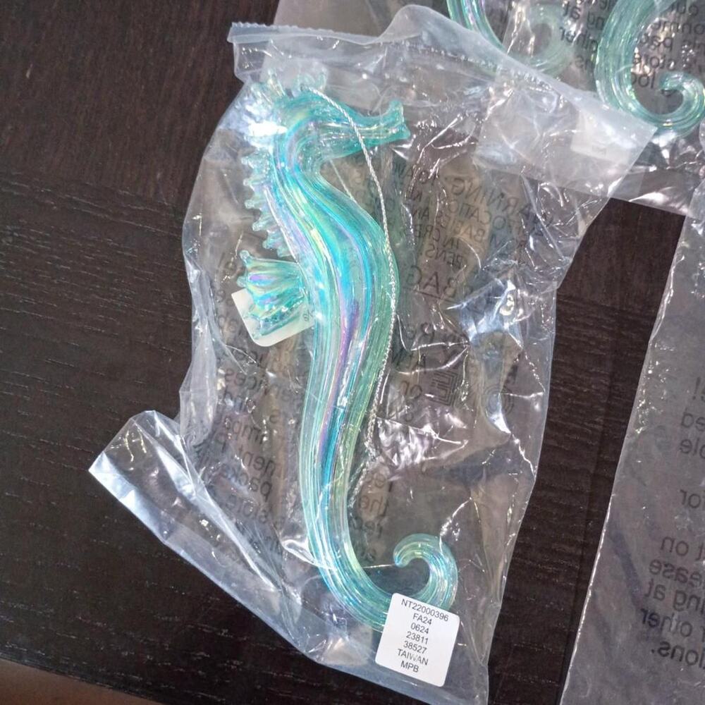 Seahorse Ornament Decorations in Blue - Set of 7 NWT